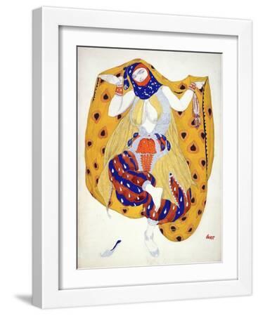 Costume Design for a Dancer in 'Scheherazade', a Ballet First Produced by Diaghilev - White Framed Art Print Wall Art, 12x16 Costume Design for a Dancer in 'Scheherazade', a Ballet First Produced by Diaghilev - White Framed Art Print Wall Art, 12x16