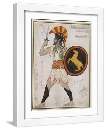 Design for Pollux's Costume in 'Hélène De Sparte' - White Framed Art Print Wall Art, 12x16 Design for Pollux's Costume in 'Hélène De Sparte' - White Framed Art Print Wall Art, 12x16