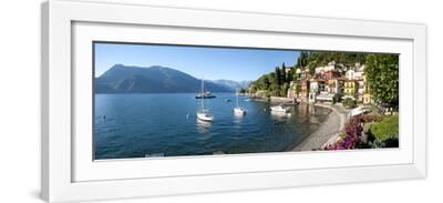 Early Evening View of Waterfront at Varenna, Lake Como, Lombardy, Italy - White Framed Art Print Wall Art, 24x8 Early Evening View of Waterfront at Varenna, Lake Como, Lombardy, Italy - White Framed Art Print Wall Art, 24x8