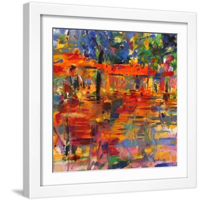 Falling Leaves, Paris - White Framed Art Print Wall Art, 16x16 Falling Leaves, Paris - White Framed Art Print Wall Art, 16x16