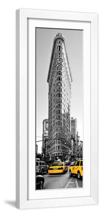 Flatiron Building with Yellow Cabs, Fifth Avenue, Broadway, Manhattan, New York - White Framed Art Print Wall Art, 8x24 Flatiron Building with Yellow Cabs, Fifth Avenue, Broadway, Manhattan, New York - White Framed Art Print Wall Art, 8x24