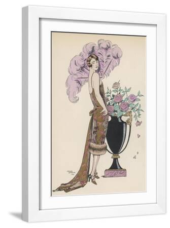 Frock Fur and Feather Fan - White Framed Art Print Wall Art, 12x18 Frock Fur and Feather Fan - White Framed Art Print Wall Art, 12x18