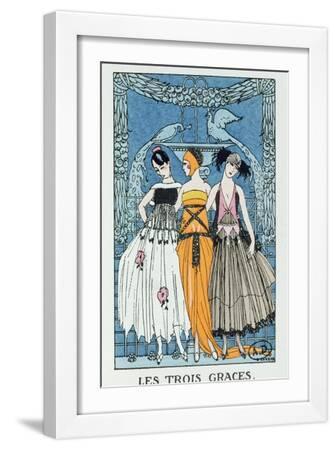 Les Trois Graces, 1918 (Colour Litho) - White Framed Art Print Wall Art, 12x18 Les Trois Graces, 1918 (Colour Litho) - White Framed Art Print Wall Art, 12x18