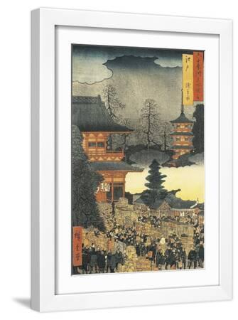 New Year's Eve Party in Asakusa, in the City of Edo, by Ando Hiroshige - White Framed Art Print Wall Art, 12x18 New Year's Eve Party in Asakusa, in the City of Edo, by Ando Hiroshige - White Framed Art Print Wall Art, 12x18