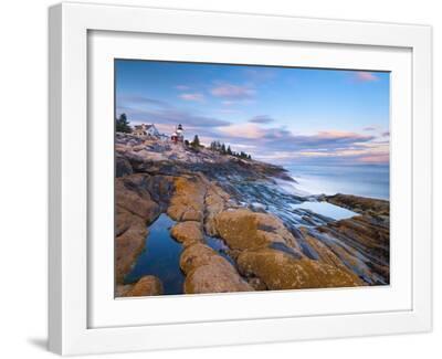 Pemaquid Point Lighthouse, Pemaquid Peninsula, Maine, New England, USA, North America - White Framed Art Print Wall Art, 16x12 Pemaquid Point Lighthouse, Pemaquid Peninsula, Maine, New England, USA, North America - White Framed Art Print Wall Art, 16x12