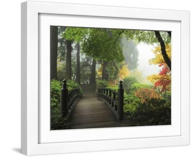 Portland Japanese Garden in Autumn, Portland, Oregon, USA - White Framed Art Print Wall Art, 16x12 Portland Japanese Garden in Autumn, Portland, Oregon, USA - White Framed Art Print Wall Art, 16x12