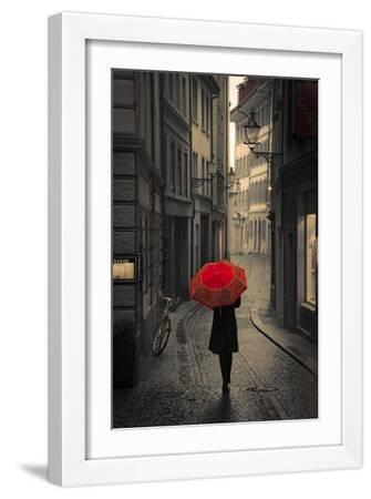 Red Rain - White Framed Art Print Wall Art, 12x18 Red Rain - White Framed Art Print Wall Art, 12x18
