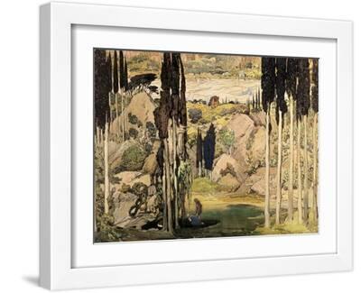 Set Design for Act II of a Ballet Russes Production of Ravel's Daphnis and Chloe, 1912 - White Framed Art Print Wall Art, 16x12