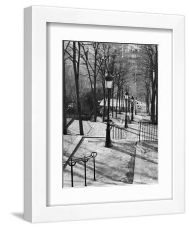 Steps to Montmartre, Paris, France - White Framed Art Print Wall Art, 9x12 Steps to Montmartre, Paris, France - White Framed Art Print Wall Art, 9x12