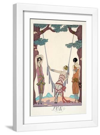 Summer, from 'Falbalas and Fanfreluches, Almanach des Modes Présentes, Passées et Futures', 1926 - White Framed Art Print Wall Art, 12x18