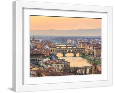 Sunset at Florence - White Framed Art Print Wall Art, 16x12