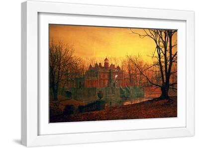 The Haunted House - White Framed Art Print Wall Art, 18x12