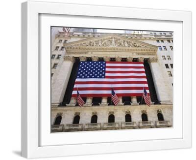The New York Stock Exchange, Broad Street, Wall Street, Manhattan - White Framed Art Print Wall Art, 16x12 The New York Stock Exchange, Broad Street, Wall Street, Manhattan - White Framed Art Print Wall Art, 16x12