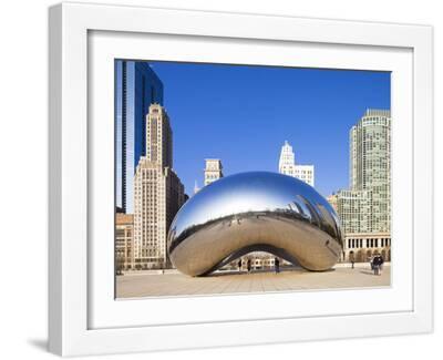 USA, Illinois, Chicago, the Cloud Gate Sculpture in Millenium Park - White Framed Art Print Wall Art, 16x12 USA, Illinois, Chicago, the Cloud Gate Sculpture in Millenium Park - White Framed Art Print Wall Art, 16x12