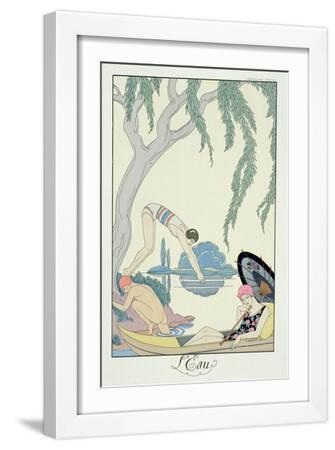 Water, 1925 (Pochoir Print) - White Framed Art Print Wall Art, 12x18